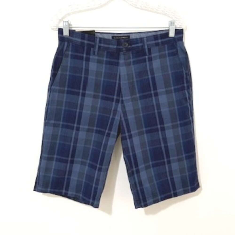 Banana Republic Emerson Shorts Blue Plaid Straight Fit Men's Size 29